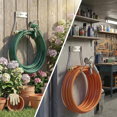 Garden Hose Holder Stainless Steel Small Wall Mount Garden Hose Hook (2 Count)