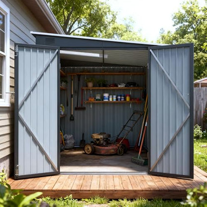 6x8 FT Lean to Shed with Lockable Double Doors
