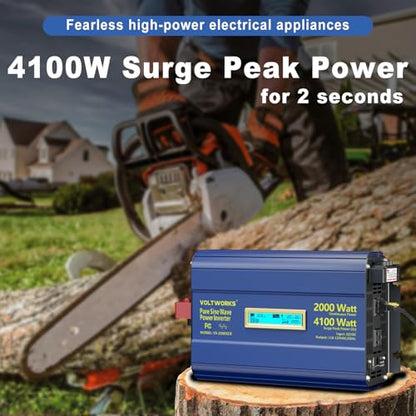 Power Inverter 2000Watt Pure Sine Wave Inverter 12V to 110V 120V AC
