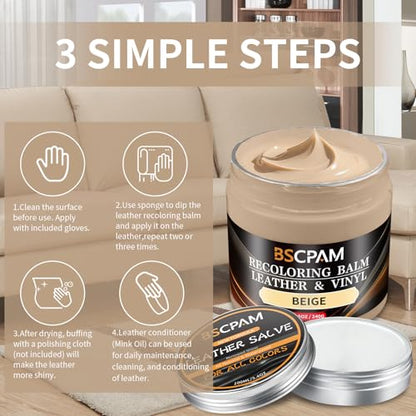 Beige Leather Recoloring Balm with 100ml Mink Oil