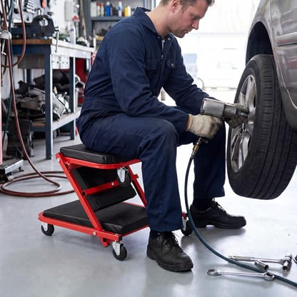 36 in 3-in-1 Folding Mechanic Creeper, Z-Creeper Garage Roller, 340 lbs Under Car Rolling Creeper with 6 Swivel Casters, Padded Headrest, Lay Down or Sit for Auto Repair