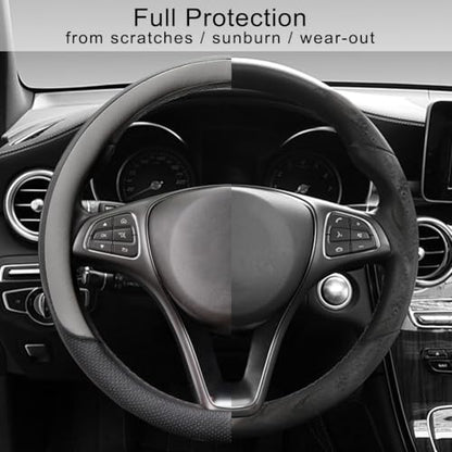 Breathable Car Steering Wheel Cover 15 inch Auto Universal Leather Wrap Non