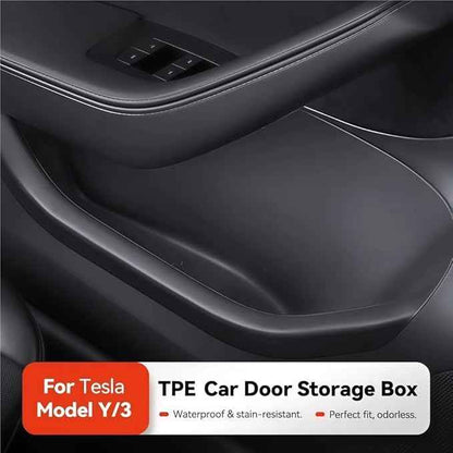 GGCLIMAX Car Organizers And Storage Compatible with Tesla Model 3 Y Highland Juniper TPE Car Door Side Storage Box Front And Rear Door Organizer Tray Accessories(Compatible with Juniper Front Door)