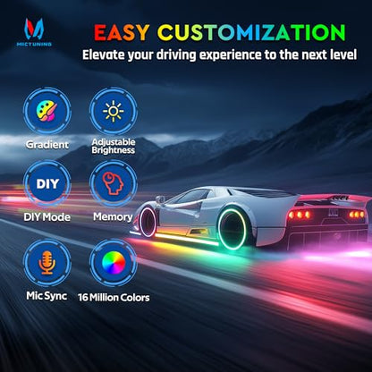 8Pcs N8+ Chasing Color RGB+IC Underglow Neon Accent Strip Lights (41.6 Ounce)