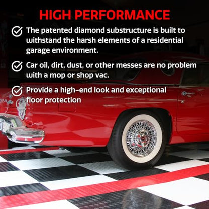 SnapLock RaceDeck Diamond 12"x12" Interlocking Garage Tiles (12 Sq Ft)