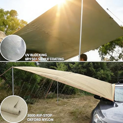 Van Large Car Awning with Suction 13x9.8ft Khaki