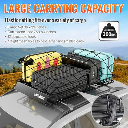 64 x 39’’ Roof Rack Cargo Basket Rooftop Cargo Carrier with Net