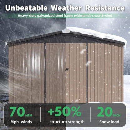 12x12 FT Large Galvanized Steel Outdoor Storage Shed