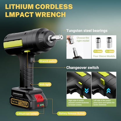 Cordless Electric Car Jack Kit 5 Ton with Battery and Impact Wrench