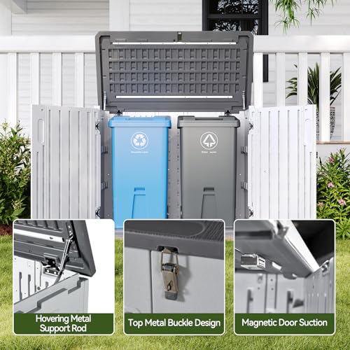 Outdoor Storage Cabinet 35 Cu.Ft Outdoor Trash Can Storage Shed