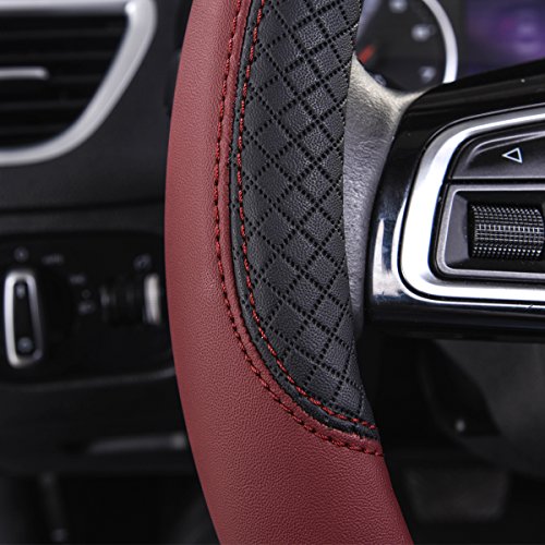 Rhombus Leather Universal Steering Wheel Cover