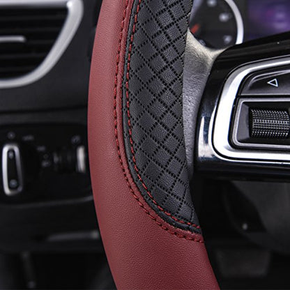 Rhombus Leather Universal Steering Wheel Cover