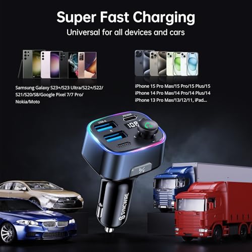 Bluetooth 5.4 FM Transmitter Car Adapter 48W