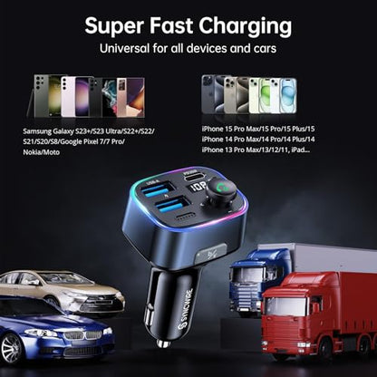 Bluetooth 5.4 FM Transmitter Car Adapter 48W