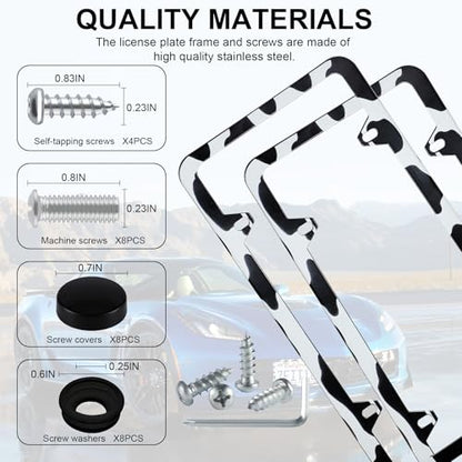 4 Holes Stainless Steel License Plate Frames