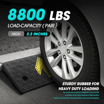 2pcs 2.2" Rise Rubber Arrow Curb Ramp Heavy Duty Loading Driveway Ramps Threshold Ramp 37.2" W x 9.1" D x 2.2" H for Loading Dock