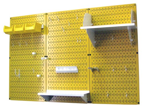 Pegboard Organizer 4 ft. Metal Pegboard Standard Tool Storage Kit with Yellow Toolboard and White Accessories