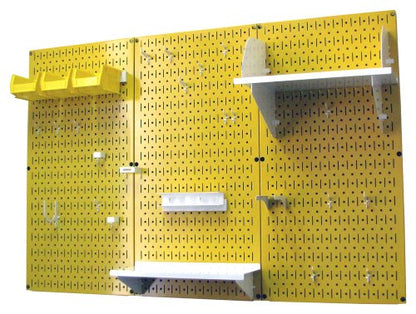 Pegboard Organizer 4 ft. Metal Pegboard Standard Tool Storage Kit with Yellow Toolboard and White Accessories