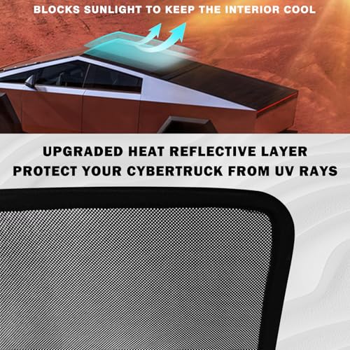 Foldable Roof Sunshade Compatible with 2026 2025 2024 Tesla Cybertruck Accessories Upgraded Heat Reflective Tech Accessories Sunroof Reflective Sun Shade
