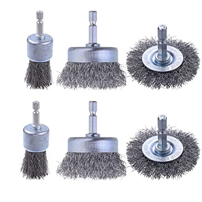 6 Pack Carbon Steel Wire Wheel Brush (6 Count)