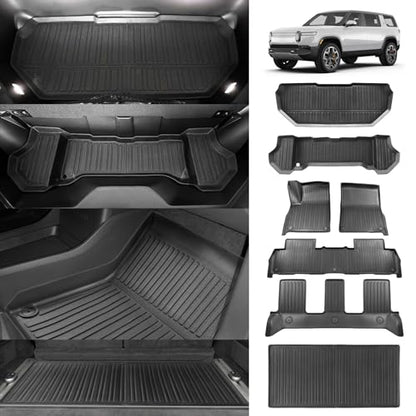Compatible with Rivian R1S All Weather Cargo Liners Frunk Mat&Floor Liners&Trunk Mat Set Anti