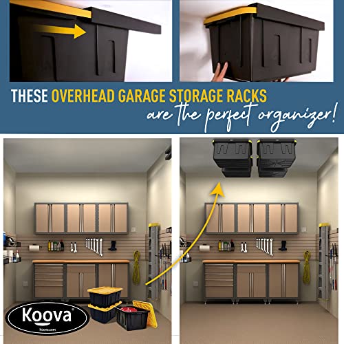 Heavy Duty Overhead Garage Storage Rack for 4 Bins. Adjustable Width (4 Count)