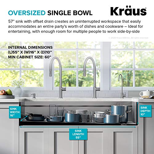 Stainless Steel 57 in Undermount Kitchen Sink KWU210