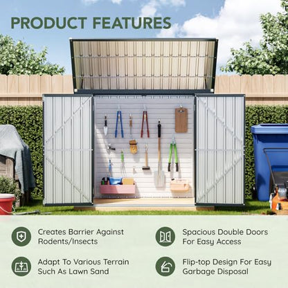 Metal Trash Can Storage Shed 6 x 3 ft