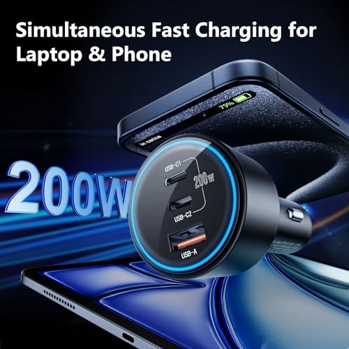USB C Car Charger Fast Charging 200W