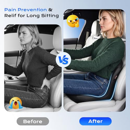 Car Seat Cushion and Lumbar Support Pillow One Piece