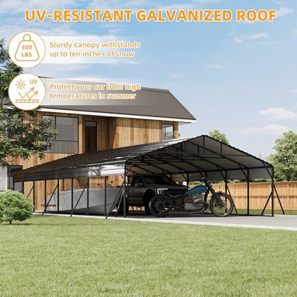 20' x 40' Heavy Duty Metal Carport with Galvanized Steel Roof
