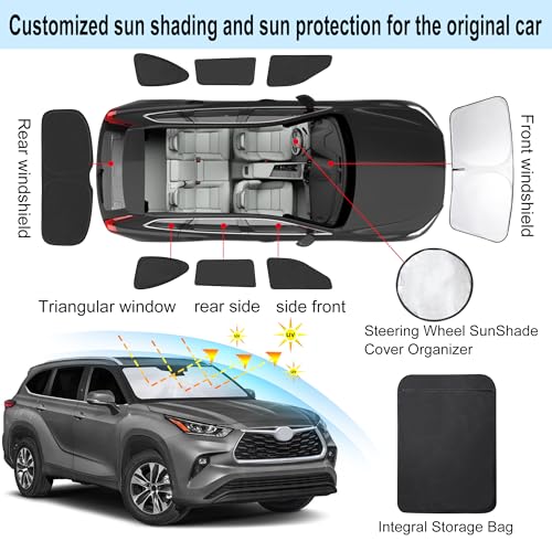 Window Shades 8PCS for Toyota Highlander 2020 (8 Count)