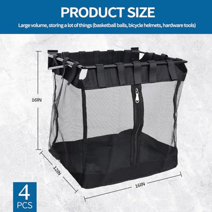 4Pcs Mesh Slatwall Baskets with Zipper (4 Count)
