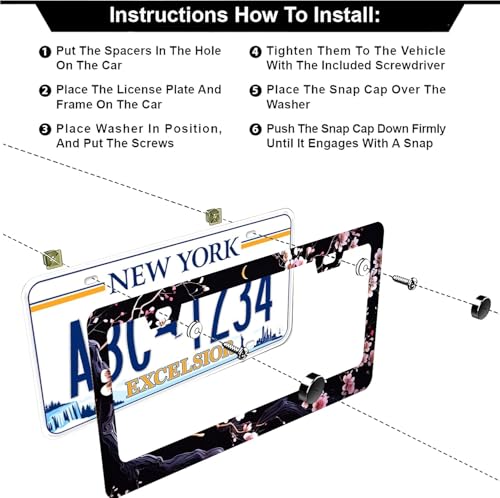 Watercolor Cherry Blossom License Plate Frames