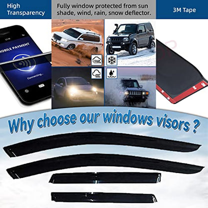 4pcs Window Visors Rain Guards for 2007 (4 Count)