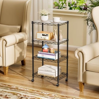 Small Wire 4 Adjustable Shelves Pantry Metal Shelf Floor Organizer