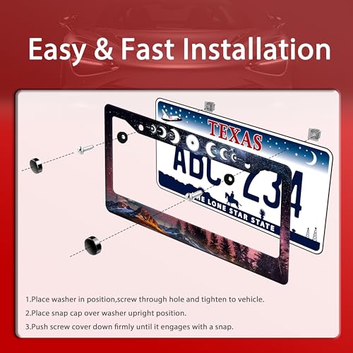 Moon Phase License Plate Frame Stainless Steel Starry Sky License Holder