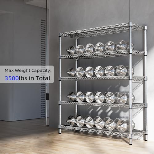 3500LBS 59" W 5 Tier Storage Shelves Rack Metal Wire Shelving Unit