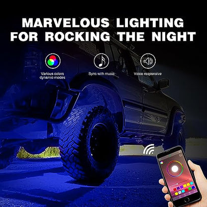 RGB LED Rock Lights Kit 6 Pods Underglow Multicolor Neon Pod