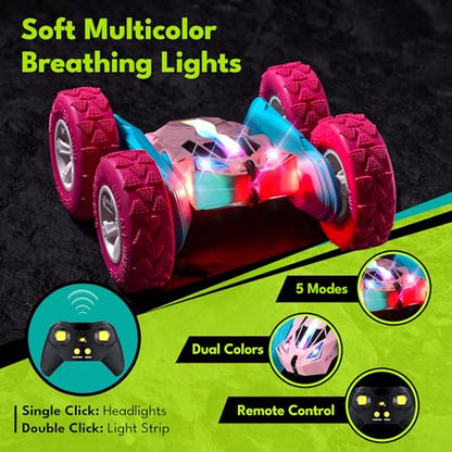 Pink Remote Control Cars RC Stunt Flip Car Crawler Toys Girls 6+
