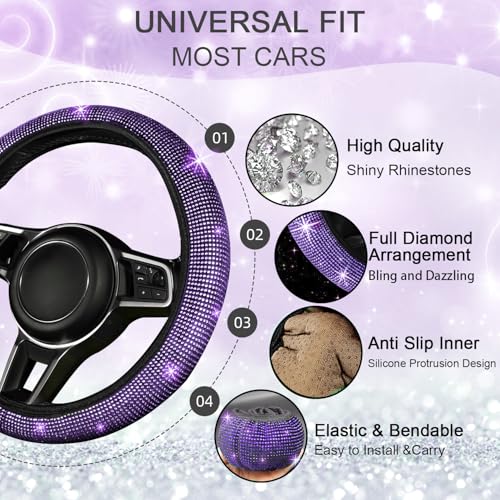 Bling Car Floor Mats Full Set and Steering Wheel Cover