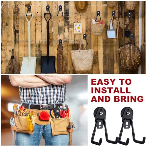 18 Pcs Large Magnetic Hooks Heavy Duty Garage Magnet Hooks Strong Storage Utility Magnetic Hangers with Anti Slip Rubber Coating for Indoor and Outdoor Hanging (18 Count)