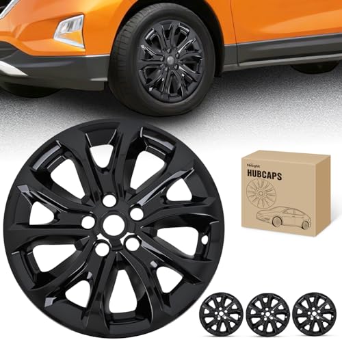 Wheel Cover Hubcaps 17 Inch Compatible with Chevy Chevrolet Equinox 2018 2019 2020 2021 Hub Caps 17 inch Set of 4 Rim Covers Protector Wheel Replacement 84450624 ABS PC 10 Spoke Style Black (4 Count)