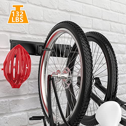 Bike Rack Garage Bike Rack Wall Mount for 2 Bicycle and 1 Helmet