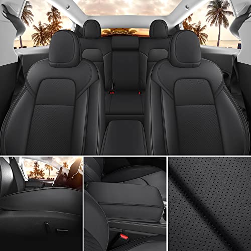 for Tesla Model Y Seat Covers Custom Fit Leather Seat Cover Black