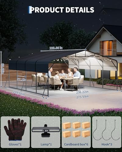 20x20FT Metal Carport Heavy
