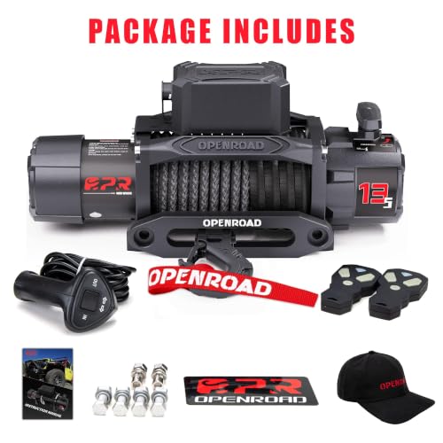 13500 lb Recovery Winch with Synthetic Rope and 2 Wireless Remotes