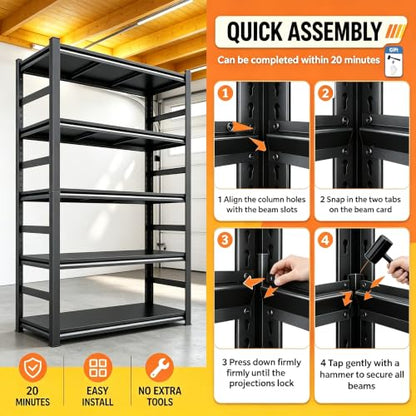 Storage Shelves Heavy Duty Adjustable 5tier Metal Garage Shelving Unit (5 Count)