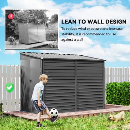 4.6' x 9' Steel Outdoor Storage Shed Waterproof Lean
