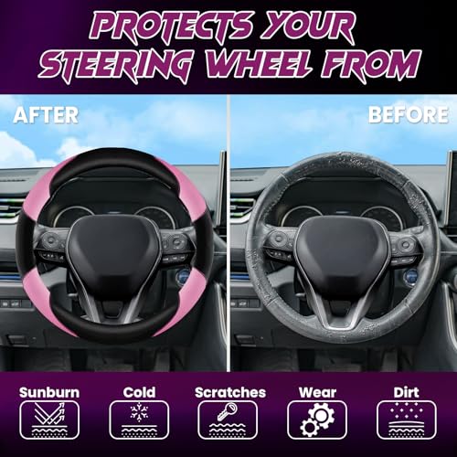 Soft Leather Steering Wheel Cover with Breathable Design and Anti